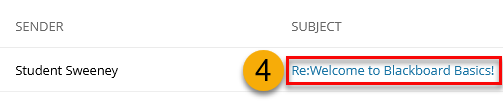 A list of messages with the Subject column where you select a message title to open it