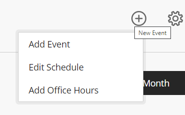 The New Event (+) button in the upper-right corner of the Calendar page