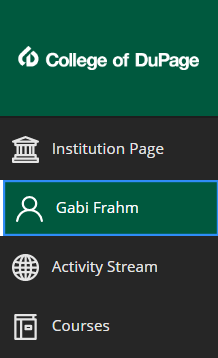 Selecting your name on the left navigation menu